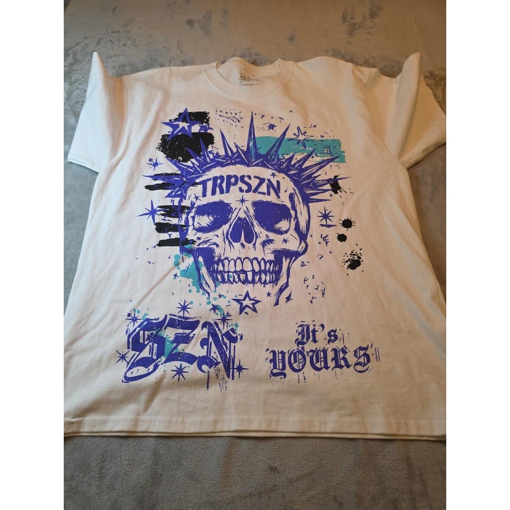 Trap SZN Shirt Mens Large White Skull Graphic Streetwear Hip Hop Tee